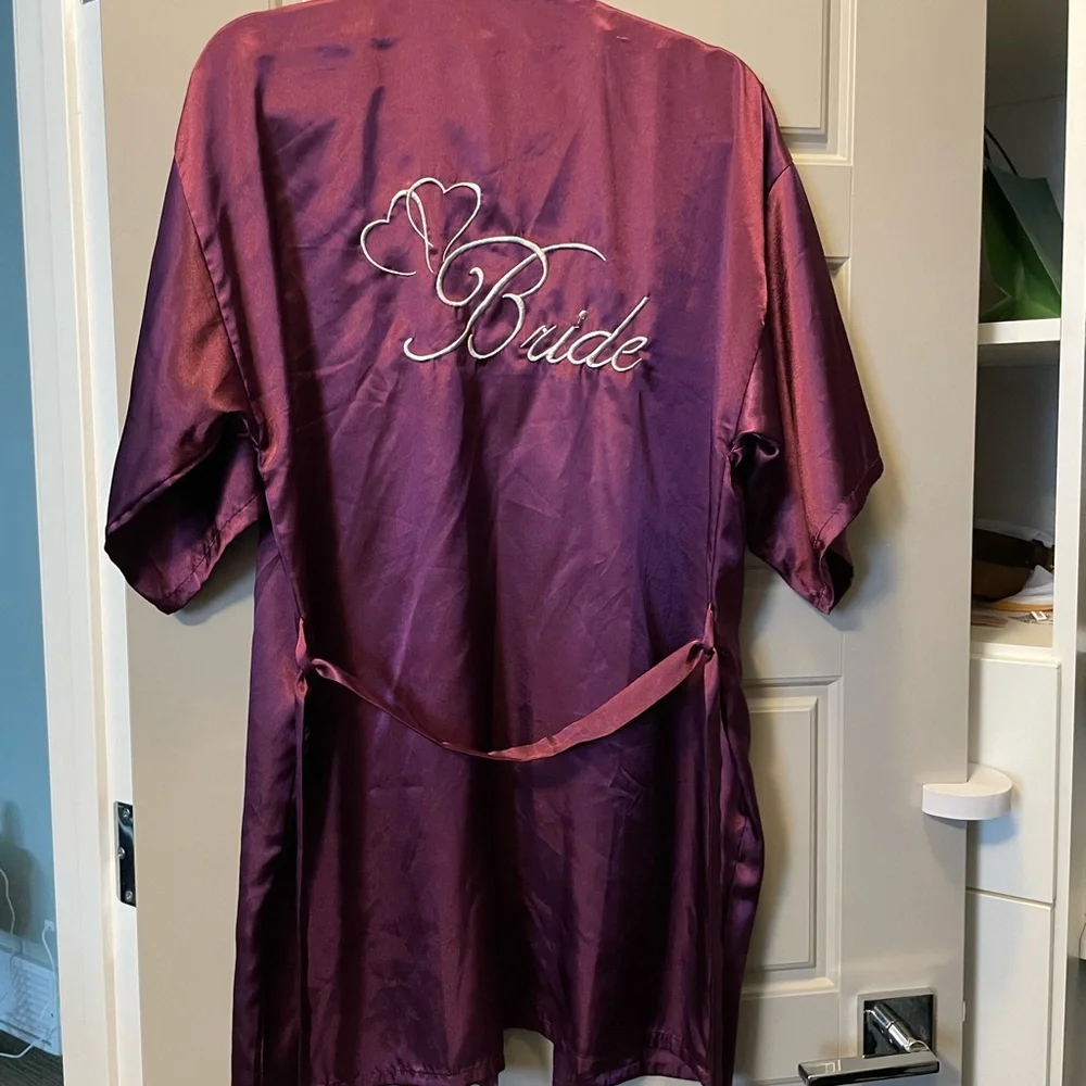 Purple Bride Satin Robe - Picture 1 of 2